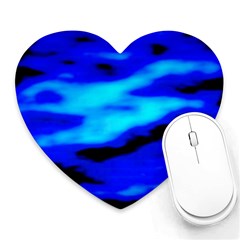 Blue Waves Abstract Series No13 Heart Mousepads by DimitriosArt