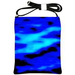 Blue Waves Abstract Series No13 Shoulder Sling Bag by DimitriosArt