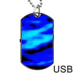 Blue Waves Abstract Series No13 Dog Tag Usb Flash (one Side) by DimitriosArt