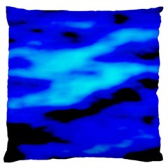 Blue Waves Abstract Series No13 Large Cushion Case (two Sides) by DimitriosArt