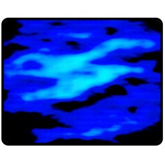 Blue Waves Abstract Series No13 Double Sided Fleece Blanket (medium)  by DimitriosArt