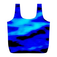 Blue Waves Abstract Series No13 Full Print Recycle Bag (l) by DimitriosArt