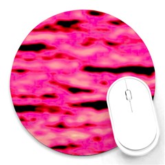 Rose  Waves Abstract Series No1 Round Mousepads by DimitriosArt