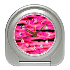 Rose  Waves Abstract Series No1 Travel Alarm Clock by DimitriosArt