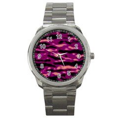 Velvet  Waves Abstract Series No1 Sport Metal Watch by DimitriosArt