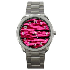 Rose  Waves Abstract Series No2 Sport Metal Watch by DimitriosArt