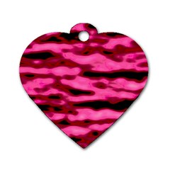 Rose  Waves Abstract Series No2 Dog Tag Heart (one Side) by DimitriosArt