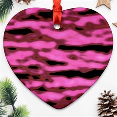 Pink  Waves Abstract Series No1 Ornament (heart) by DimitriosArt