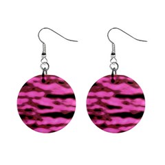 Pink  Waves Abstract Series No1 Mini Button Earrings by DimitriosArt