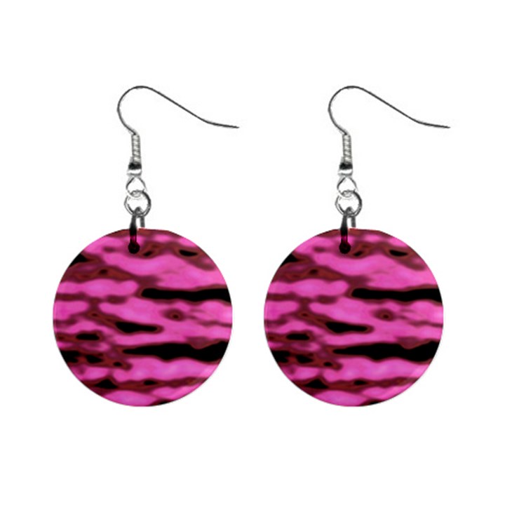 Pink  Waves Abstract Series No1 Mini Button Earrings