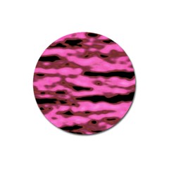 Pink  Waves Abstract Series No1 Magnet 3  (round) by DimitriosArt