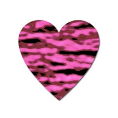 Pink  Waves Abstract Series No1 Heart Magnet by DimitriosArt