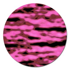 Pink  Waves Abstract Series No1 Magnet 5  (round) by DimitriosArt