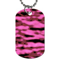 Pink  Waves Abstract Series No1 Dog Tag (one Side) by DimitriosArt