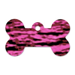 Pink  Waves Abstract Series No1 Dog Tag Bone (one Side) by DimitriosArt