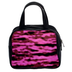 Pink  Waves Abstract Series No1 Classic Handbag (two Sides) by DimitriosArt