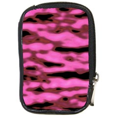 Pink  Waves Abstract Series No1 Compact Camera Leather Case by DimitriosArt