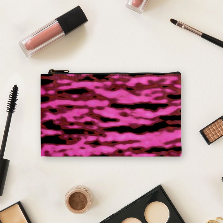 Pink  Waves Abstract Series No1 Cosmetic Bag (Small)