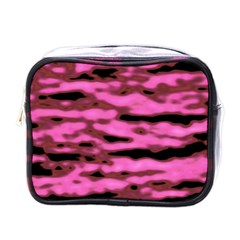 Pink  Waves Abstract Series No1 Mini Toiletries Bag (one Side) by DimitriosArt