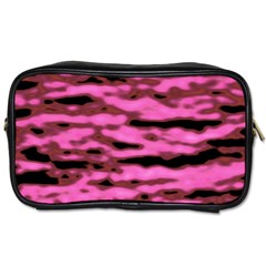 Pink  Waves Abstract Series No1 Toiletries Bag (two Sides) by DimitriosArt