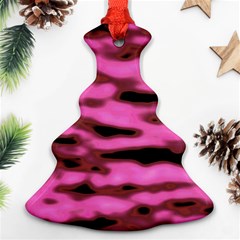 Pink  Waves Abstract Series No1 Ornament (christmas Tree)  by DimitriosArt