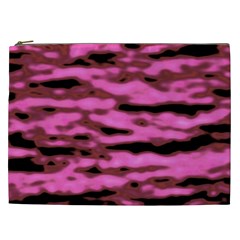 Pink  Waves Abstract Series No1 Cosmetic Bag (xxl) by DimitriosArt