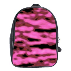 Pink  Waves Abstract Series No1 School Bag (xl) by DimitriosArt