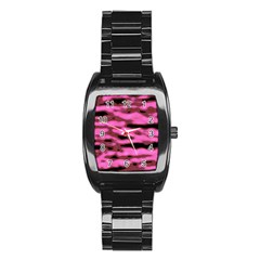 Pink  Waves Abstract Series No1 Stainless Steel Barrel Watch by DimitriosArt