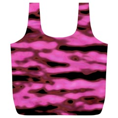 Pink  Waves Abstract Series No1 Full Print Recycle Bag (xl) by DimitriosArt