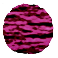 Pink  Waves Abstract Series No1 Large 18  Premium Flano Round Cushions by DimitriosArt