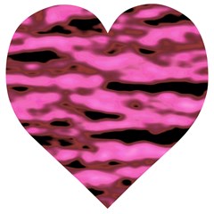 Pink  Waves Abstract Series No1 Wooden Puzzle Heart by DimitriosArt