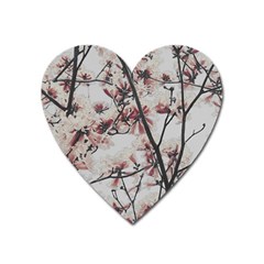 Botanical Scene Textured Beauty Print Heart Magnet