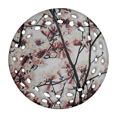 Botanical Scene Textured Beauty Print Round Filigree Ornament (Two Sides)