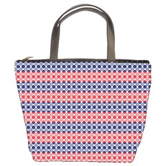 Red Blue White Troll Knots Pattern Bucket Bag by CVFabricShop