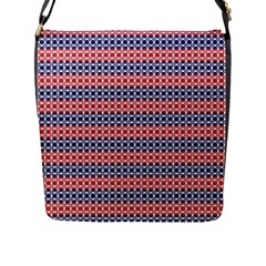 Red Blue White Troll Knots Pattern Flap Closure Messenger Bag (l) by CVFabricShop