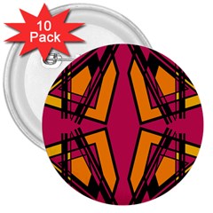 Abstract Geometric Design    3  Buttons (10 Pack)  by Eskimos