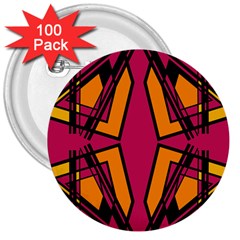 Abstract Geometric Design    3  Buttons (100 Pack)  by Eskimos