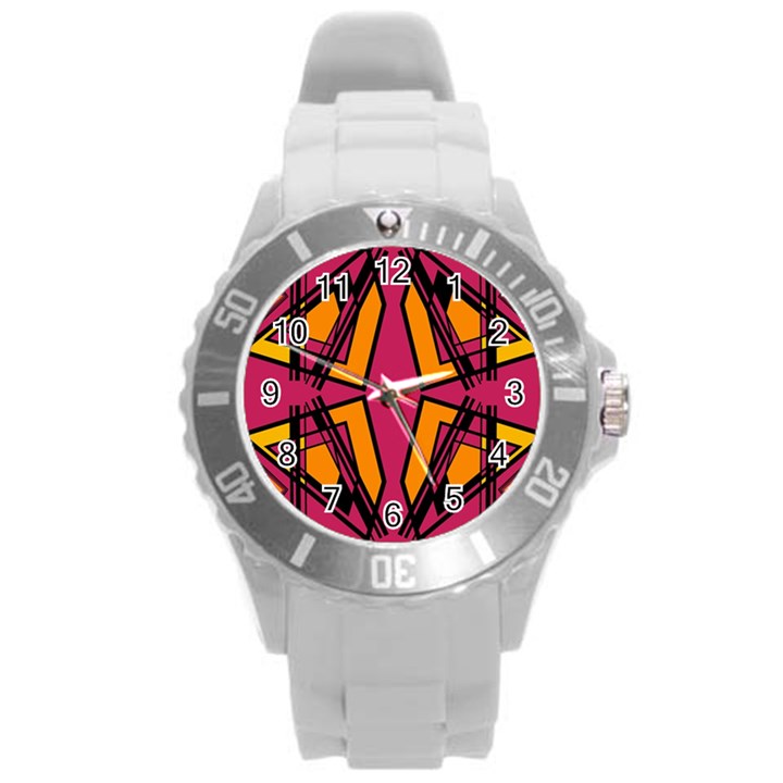 Abstract geometric design    Round Plastic Sport Watch (L)