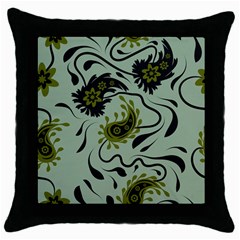 Floral Pattern Paisley Style Paisley Print   Throw Pillow Case (black) by Eskimos