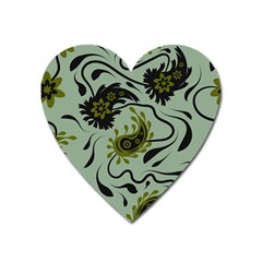 Floral Pattern Paisley Style Paisley Print   Heart Magnet by Eskimos