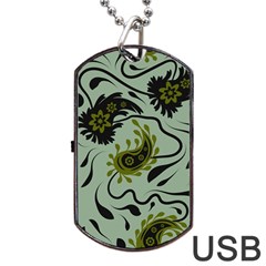 Floral Pattern Paisley Style Paisley Print   Dog Tag Usb Flash (one Side) by Eskimos