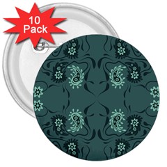 Floral Pattern Paisley Style Paisley Print   3  Buttons (10 Pack)  by Eskimos