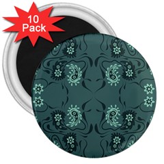 Floral Pattern Paisley Style Paisley Print   3  Magnets (10 Pack)  by Eskimos