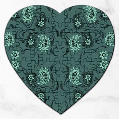 Floral Pattern Paisley Style Paisley Print   Jigsaw Puzzle (heart) by Eskimos