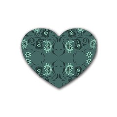 Floral Pattern Paisley Style Paisley Print   Rubber Coaster (heart) by Eskimos