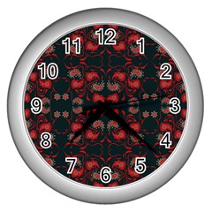 Floral Pattern Paisley Style Paisley Print   Wall Clock (silver) by Eskimos