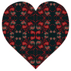 Floral Pattern Paisley Style Paisley Print   Wooden Puzzle Heart by Eskimos