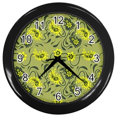 Floral Pattern Paisley Style Paisley Print   Wall Clock (black) by Eskimos