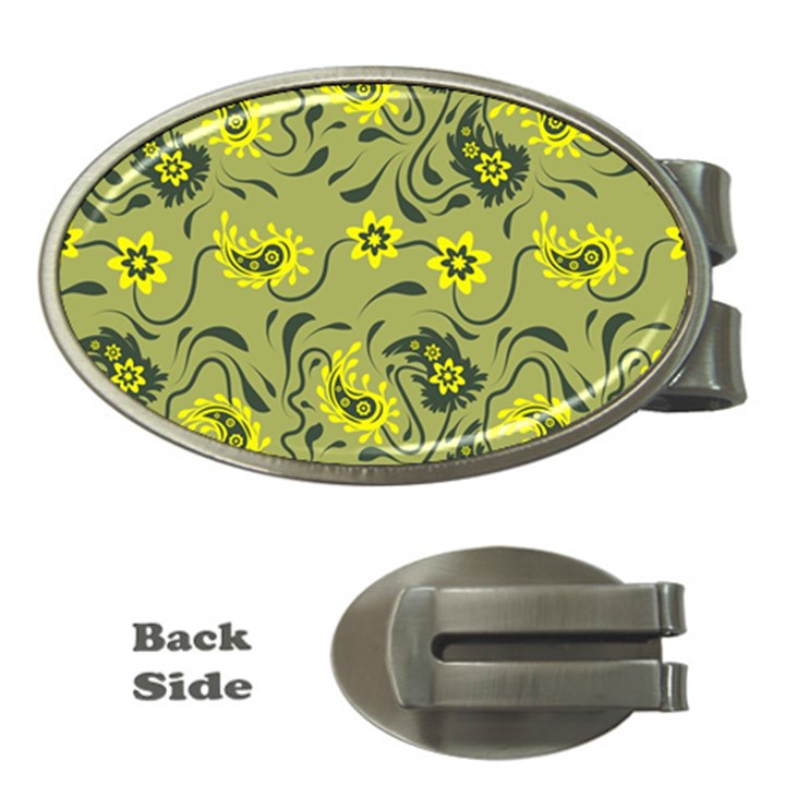 Floral pattern paisley style Paisley print.  Money Clips (Oval) 