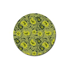 Floral Pattern Paisley Style Paisley Print   Rubber Round Coaster (4 Pack) by Eskimos